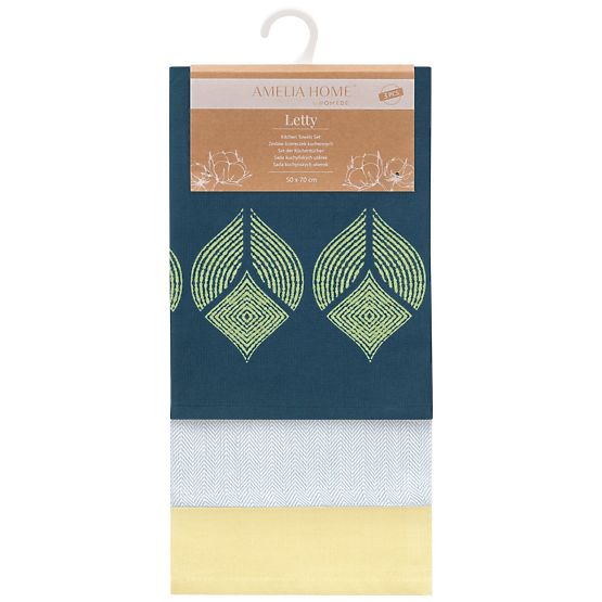 Ręcznik kuchenny LETTY żółty kolor motyw drukowany styl nowoczesny klasyczny 50x70 ameliahome