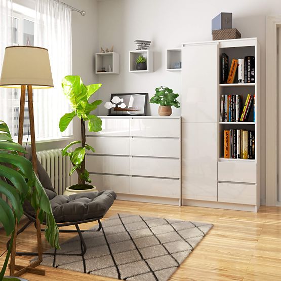 Regał biurowy R 80 cm CLP R11 PK BIAŁY / BIAŁY POŁYSK