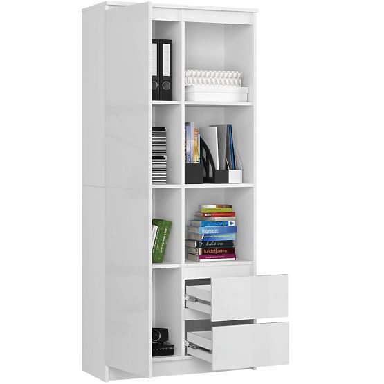 Regał biurowy R 80 cm CLP R11 PK BIAŁY / BIAŁY POŁYSK