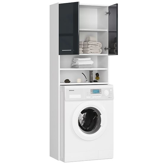 REGAŁ ŁAZIENKOWY FIN NAD PRALKĘ BIAŁY / GRAFIT POŁYSK