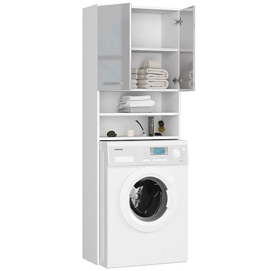 REGAŁ ŁAZIENKOWY FIN NAD PRALKĘ BIAŁY / METALICZNY POŁYSK