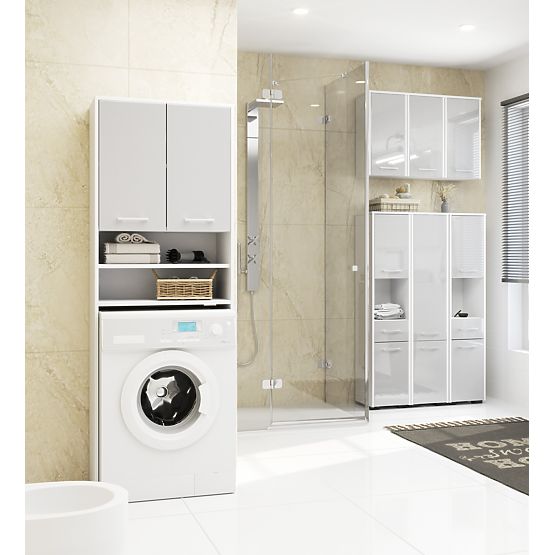 REGAŁ ŁAZIENKOWY FIN NAD PRALKĘ BIAŁY / METALICZNY POŁYSK