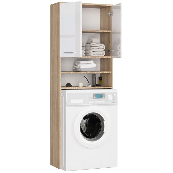 REGAŁ ŁAZIENKOWY FIN NAD PRALKĘ DĄB SONOMA / BIAŁY POŁYSK