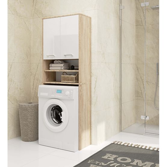 REGAŁ ŁAZIENKOWY FIN NAD PRALKĘ DĄB SONOMA / BIAŁY POŁYSK