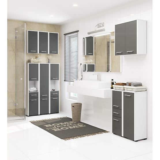 REGAŁ ŁAZIENKOWY FIN SŁUPEK 30 2D 140cm BIAŁY / SZARY