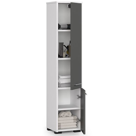 REGAŁ ŁAZIENKOWY FIN SŁUPEK 30 2D 140cm BIAŁY / SZARY