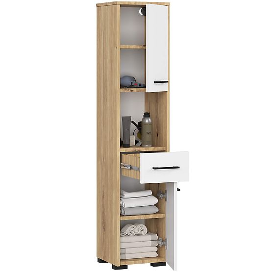 REGAŁ ŁAZIENKOWY FIN SŁUPEK 30 2D 1SZ 1W 140cm PK ARTISAN / BIAŁY