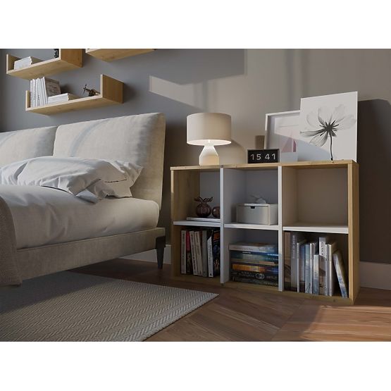 Regał Malax MINI 2X3 DĄB ARTISAN BIAŁY