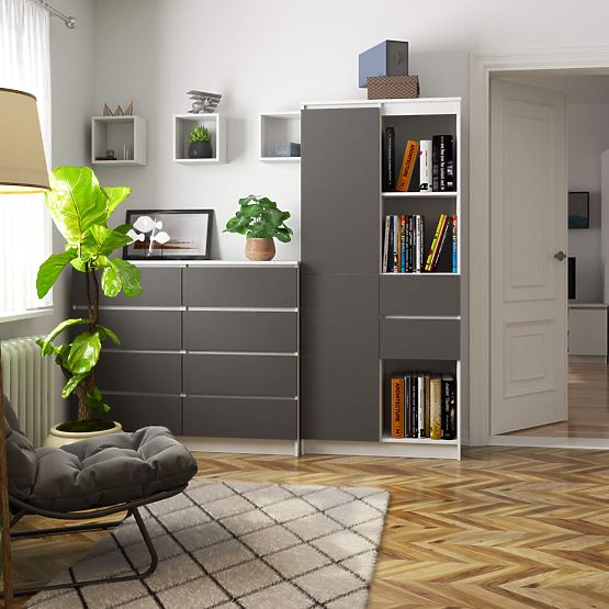 REGAŁ R15 R80 1D 2SZ CLP PK BIAŁY / SZARY