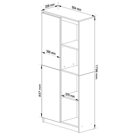 REGAŁ R80 1D 4P CLP WENGE / BIAŁY