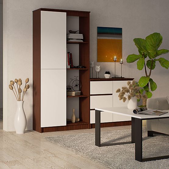 REGAŁ R80 1D 4P CLP WENGE / BIAŁY