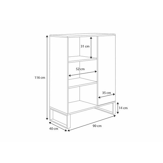 Regał szafa Fondi dąb craft złoty - czarny, styl loftowy
