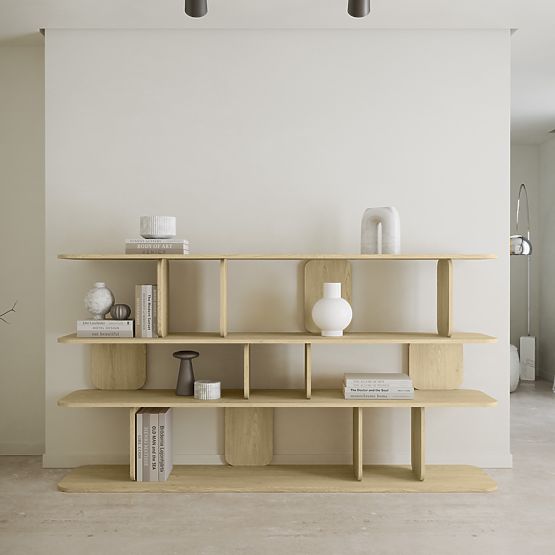 Regał Tulumo 200 cm, zaokrąglony, Dąb Cremona Torro