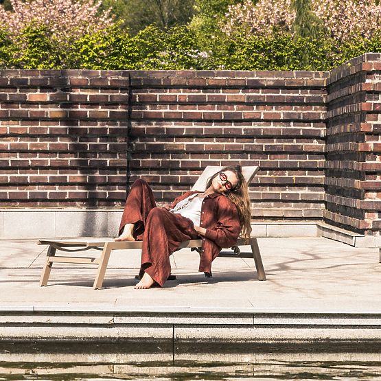 Regulowane leżak ogrodowy Shelly, aluminiowe, beżowe