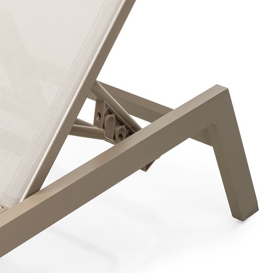 Regulowane leżak ogrodowy Shelly, aluminiowe, beżowe
