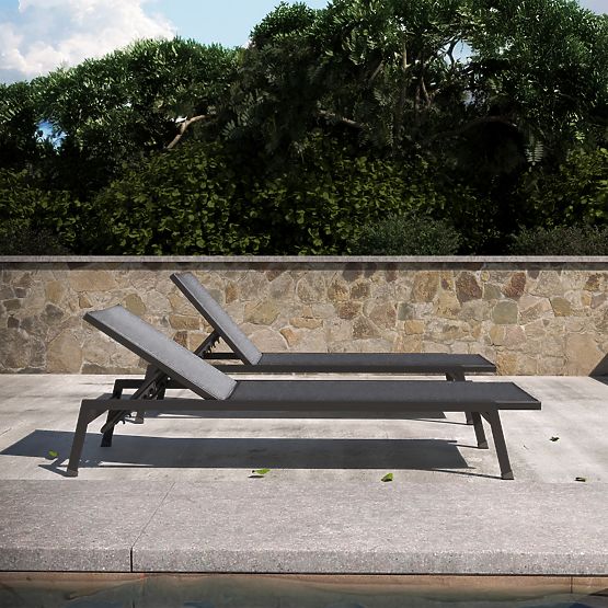 Regulowane leżak ogrodowy Shelly, aluminiowe, grafitowe