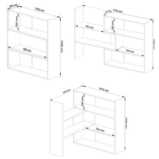 Regulowany regał mini TWIST - biały