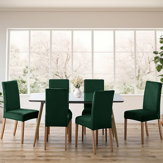 RESTILO pokrowiec na sofę SENTO kolor butelkowa zieleń gładki klasyczny styl