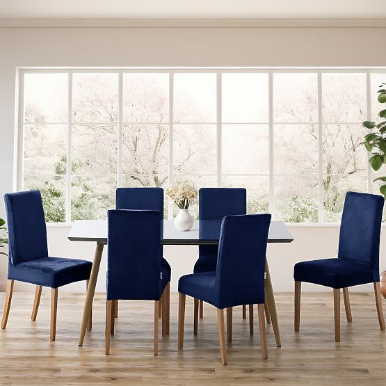 RESTILO pokrowiec na sofę SENTO kolor indygo gładki klasyczny styl