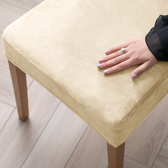 RESTILO pokrowiec na sofę SENTO kolor jasnobeżowy gładki klasyczny styl