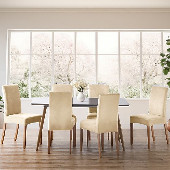 RESTILO pokrowiec na sofę SENTO kolor jasnobeżowy gładki klasyczny styl