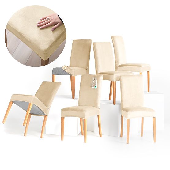 RESTILO pokrowiec na sofę SENTO kolor jasnobeżowy gładki klasyczny styl