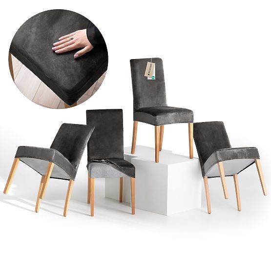 RESTILO pokrowiec na sofę SENTO kolor stalowy gładki klasyczny styl