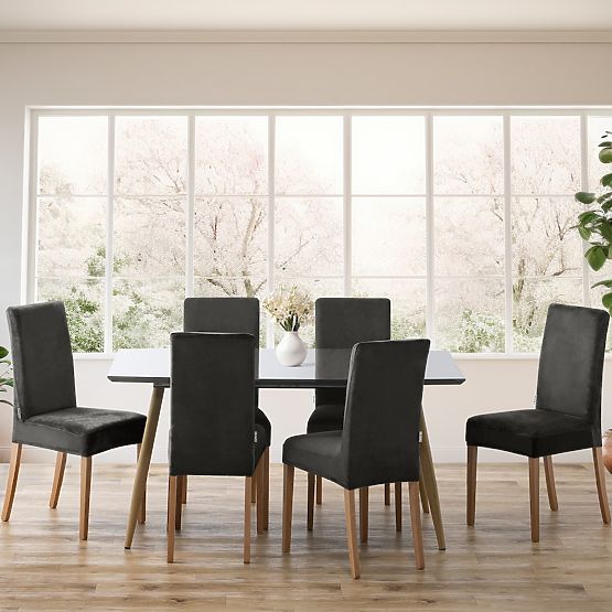 RESTILO pokrowiec na sofę SENTO kolor stalowy gładki klasyczny styl