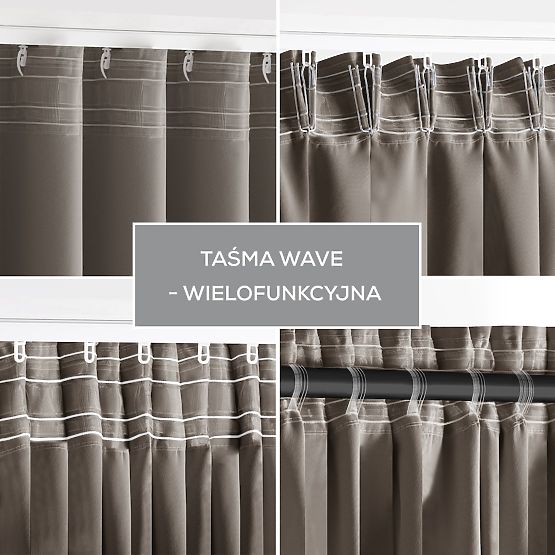 RESTILO zasłona BLACKOUT kolor beżowy, szarfa do mocowania, styl klasyczny, taśma, materiał blackout