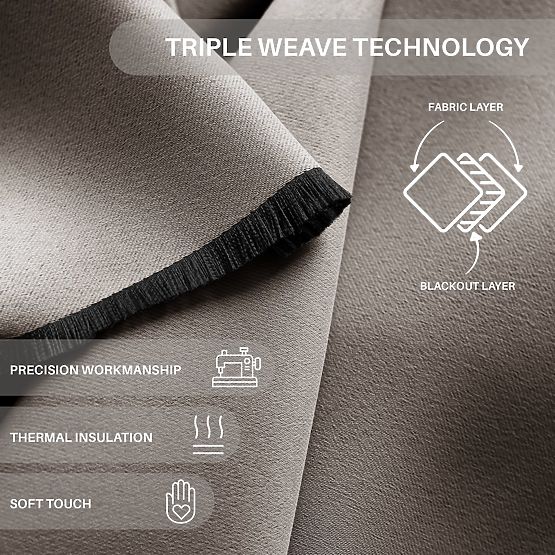 RESTILO zasłona BLACKOUT kolor beżowy, szarfa do mocowania, styl klasyczny, taśma, materiał blackout