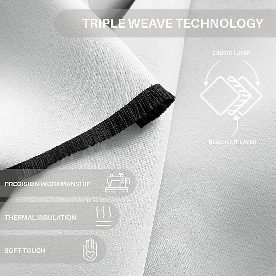 RESTILO zasłona BLACKOUT kolor biały, styl klasyczny, srebrne kółka, materiał blackout