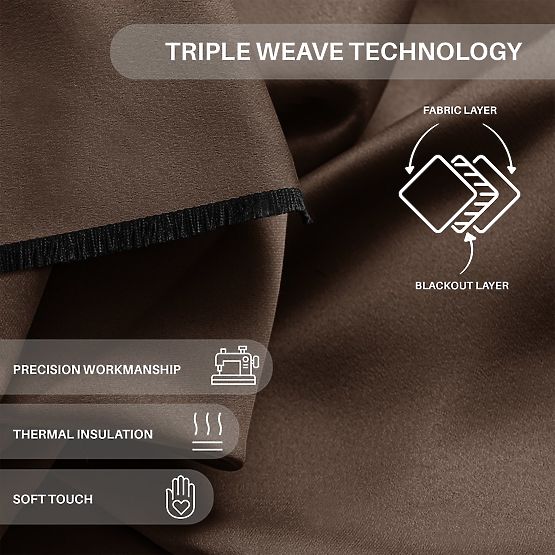 RESTILO zasłona BLACKOUT kolor brązowy, szarfa do spięcia, styl klasyczny, srebrne przelotki, materi