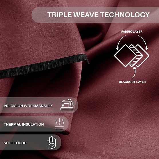 RESTILO zasłona BLACKOUT kolor czerwony, szarfa do mocowania, styl klasyczny, srebrne kółka, materia