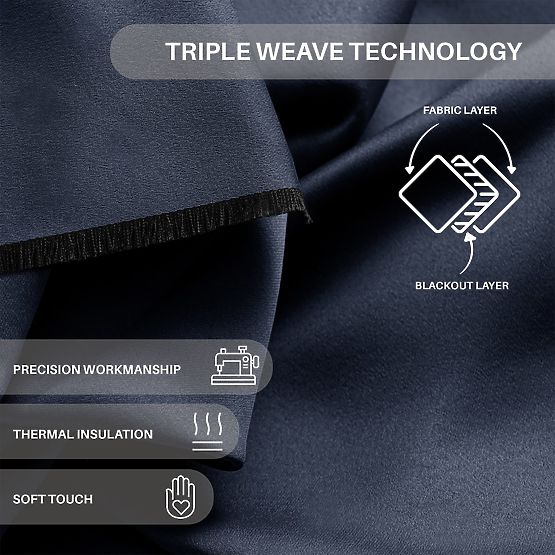 RESTILO zasłona BLACKOUT kolor indygo, styl klasyczny, srebrne przelotki, materiał bla