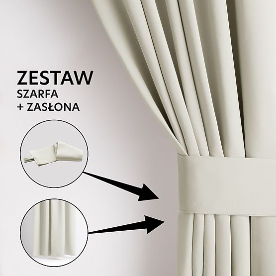 RESTILO zasłona BLACKOUT kolor kremowy, styl klasyczny, srebrne przelotki, materiał bl