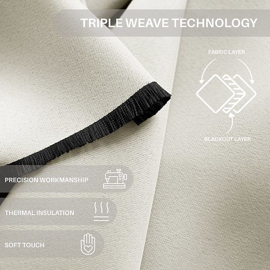 RESTILO zasłona BLACKOUT kolor kremowy, styl klasyczny, srebrne przelotki, materiał bl