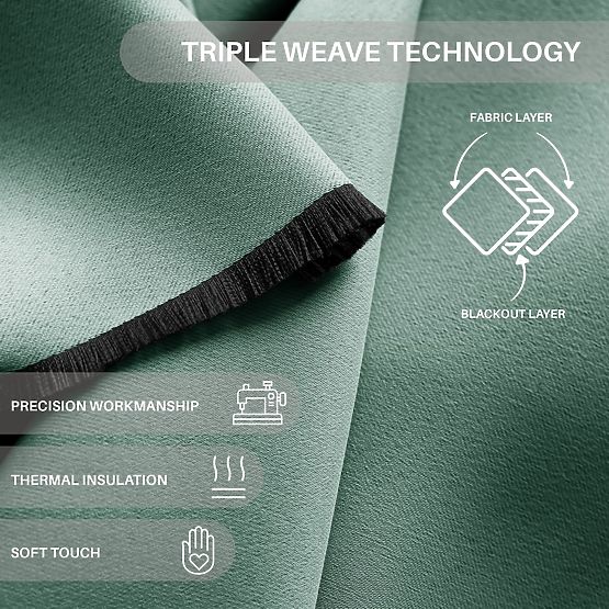 RESTILO zasłona BLACKOUT kolor miętowy, styl klasyczny, srebrne przelotki, materiał bl