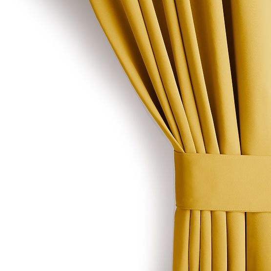 RESTILO zasłona BLACKOUT kolor musztardowy, styl klasyczny, srebrne kółka, materiał