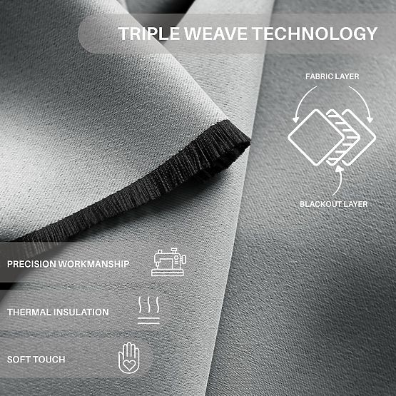 RESTILO zasłona BLACKOUT kolor szary, szarfa, styl klasyczny, srebrne przelotki, materiał blackout