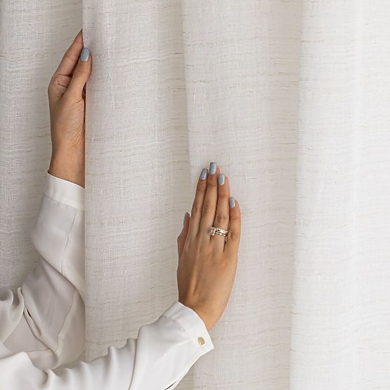 RESTILO zasłona DRIMAR kolor beżowy styl nowoczesny srebrne przelotki materiał len, mikrofibra 140x2