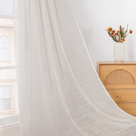 RESTILO zasłona DRIMAR kolor beżowy styl nowoczesny taśma materiał len, mikrofibra 140x250