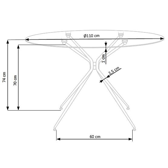 RONDO stół, blat - bezbarwny, nogi - złote