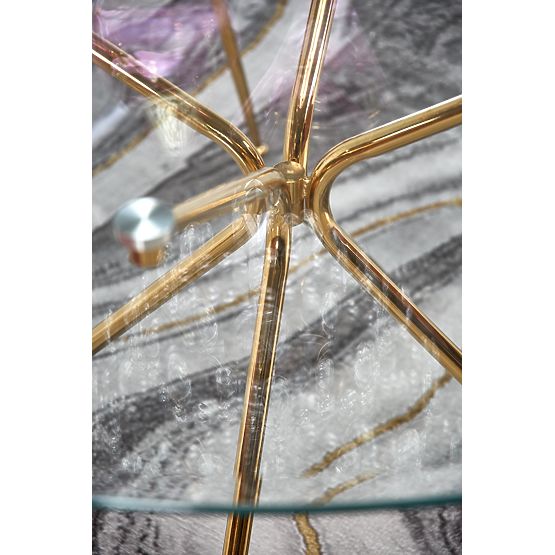 RONDO stół, blat - bezbarwny, nogi - złote