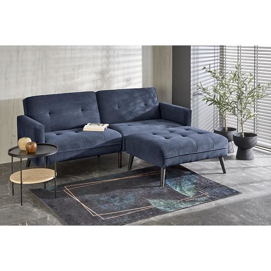 Rozkładana sofa CORNELIUS z funkcją narożnika niebieska (1p=1szt)