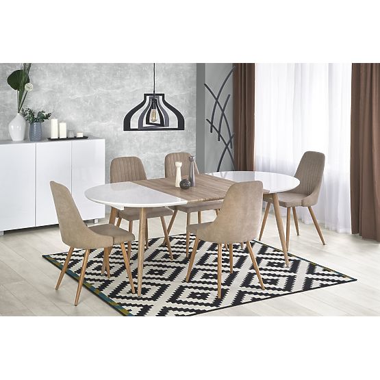 Rozkładany stół EDWARD biały / dąb san remo (2p=1szt)