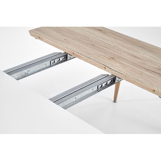 Rozkładany stół EDWARD biały / dąb san remo (2p=1szt)