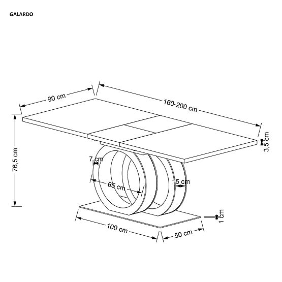 Rozkładany stół GALARDO, biały / złoty (3p=1ks)