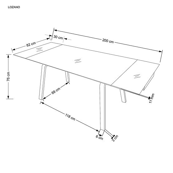 Rozkładany stół LOZANO, czarny marmur / orzech (2p=1ks)