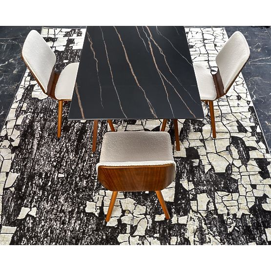 Rozkładany stół LOZANO, czarny marmur / orzech (2p=1ks)