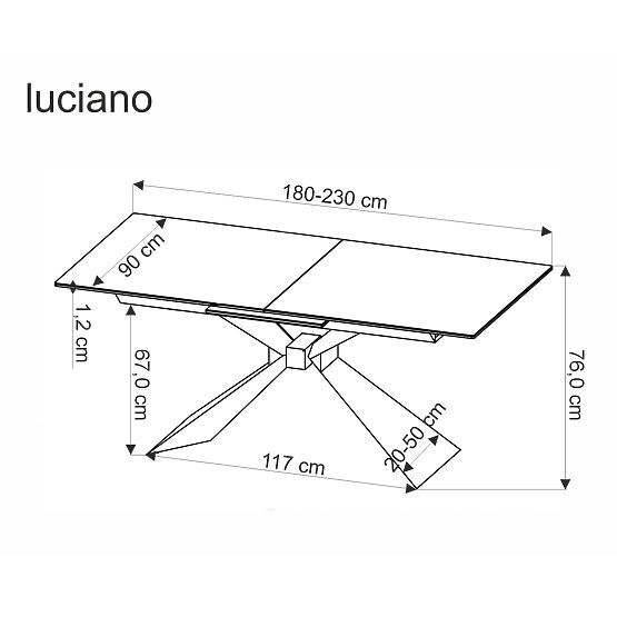 Rozkładany stół LUCIANO, blat: niebieski marmur (2p=1ks)